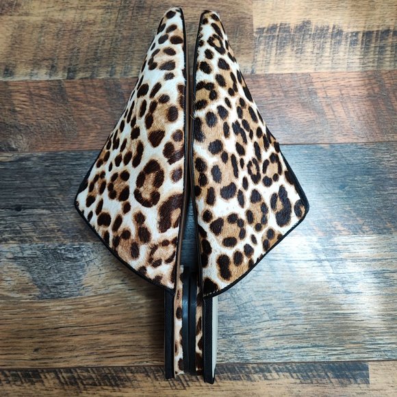 1.State Women's Cheetah Animal Print Slip On Slides Cow Hair Shoes  Size 10 - Picture 3 of 6